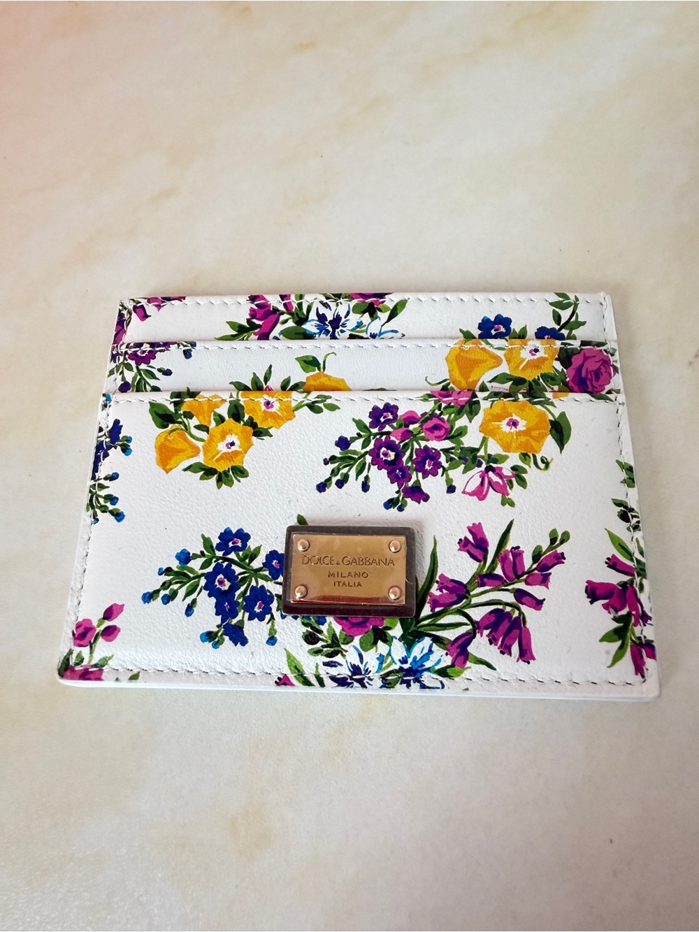 NWT 🏷️ Dolce & Gabbana Floral Leather Card Holder Wallet